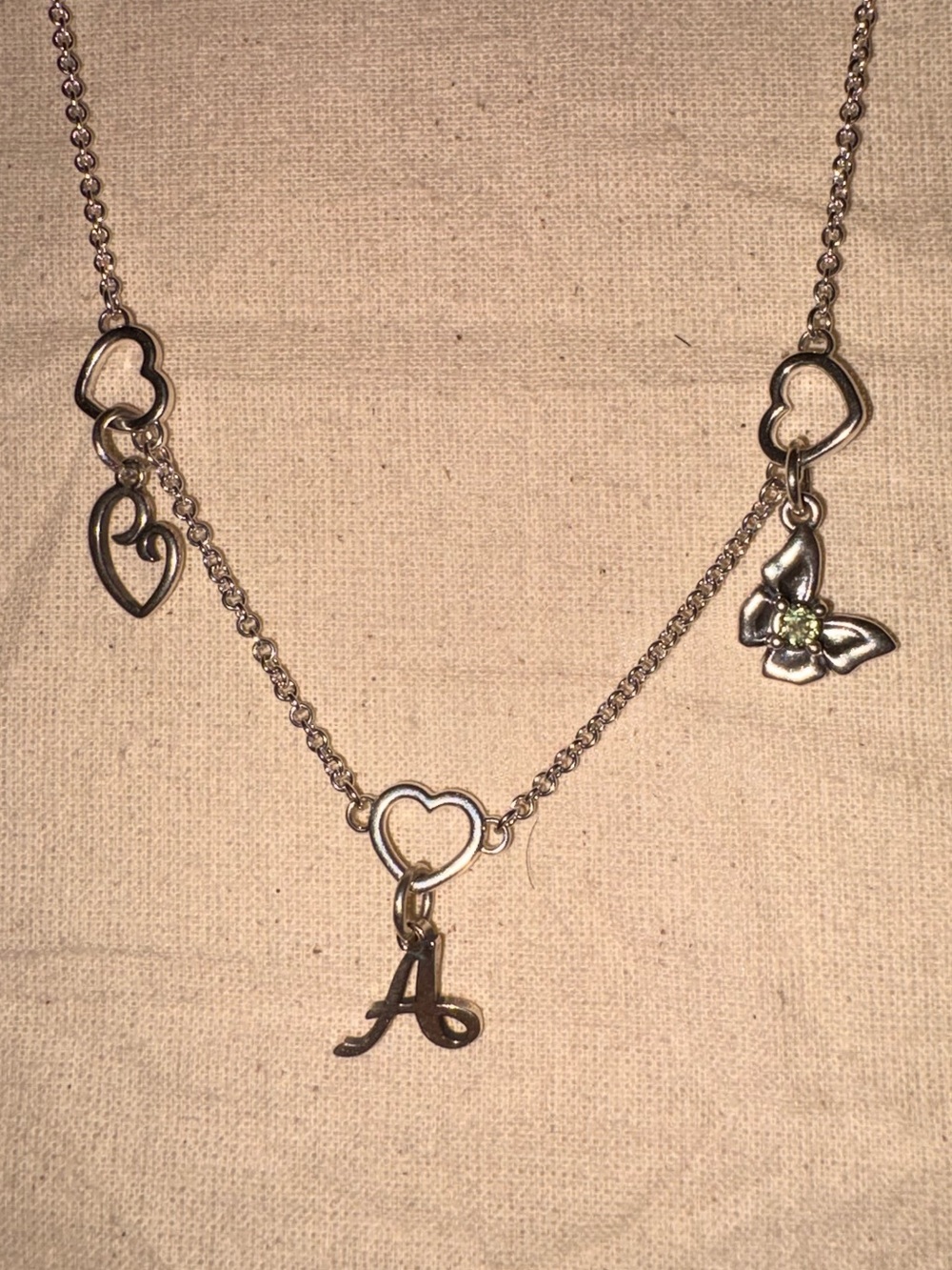 James Avery Heart Station Charm Holder Necklace w/ 3 Charms